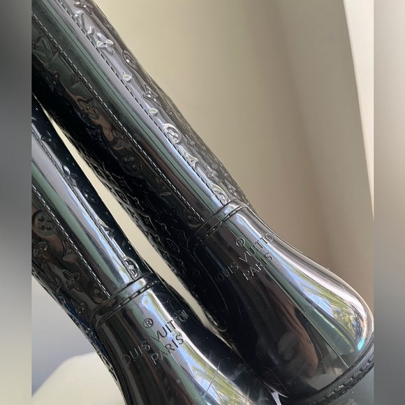 Louis Vuitton 36 Black Monogram Splash High Rain Boots - Picture 4 of 9